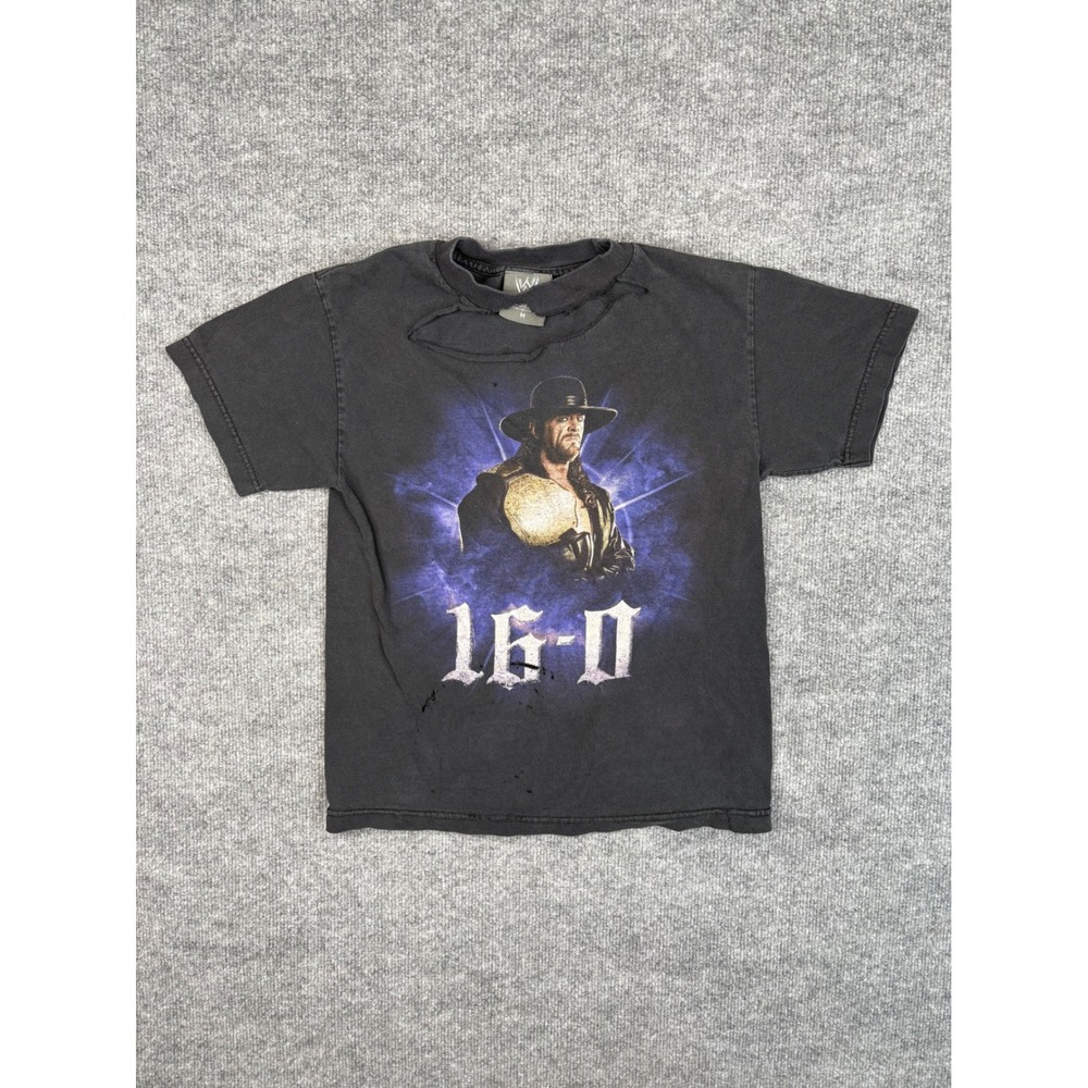 Vintage 2007 WWE Undertaker 16-0 WrestleMania‎ T-Shirt Black Medium Distressed